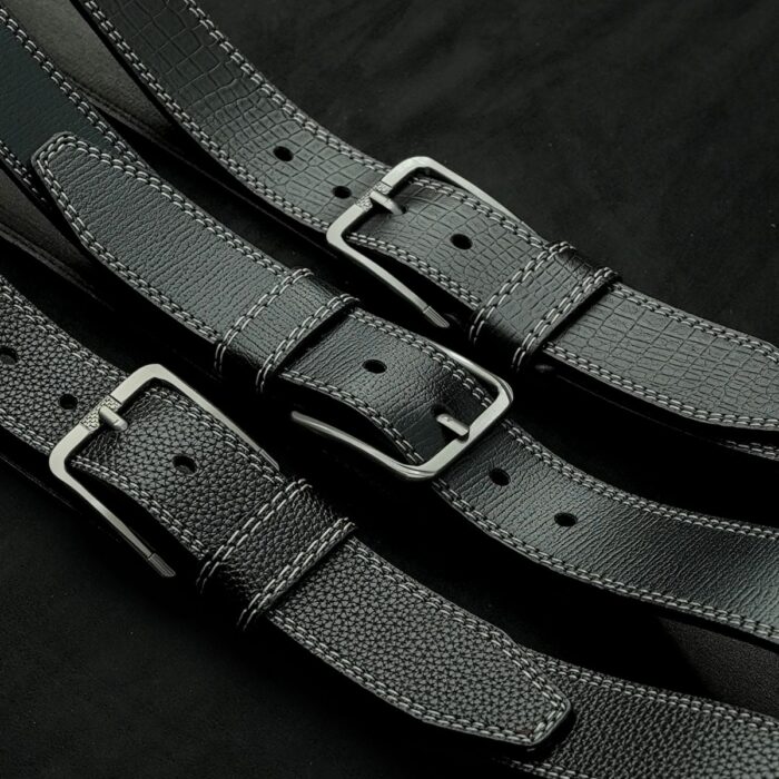 Textured Black Dress Belt