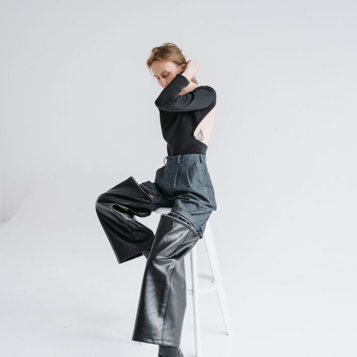 Charcoal Pleated Wide Trousers